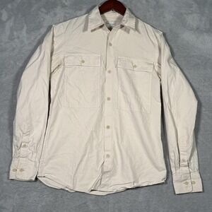 Dries Van Noten Shirt Mens XS/S 46 Beige Cotton Button Front Utility Long Sleeve